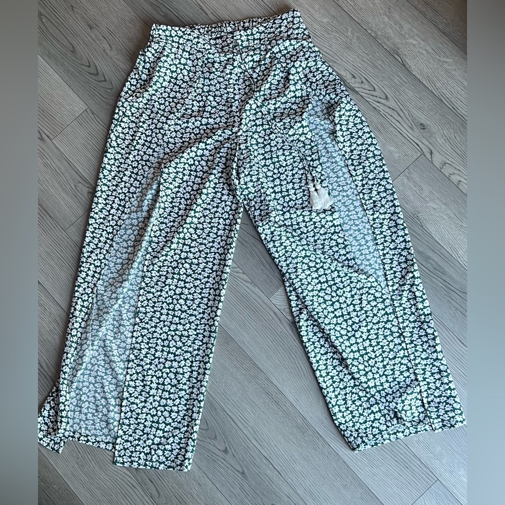 Floral Wide Leg Pants (Slit on both sides of legs)